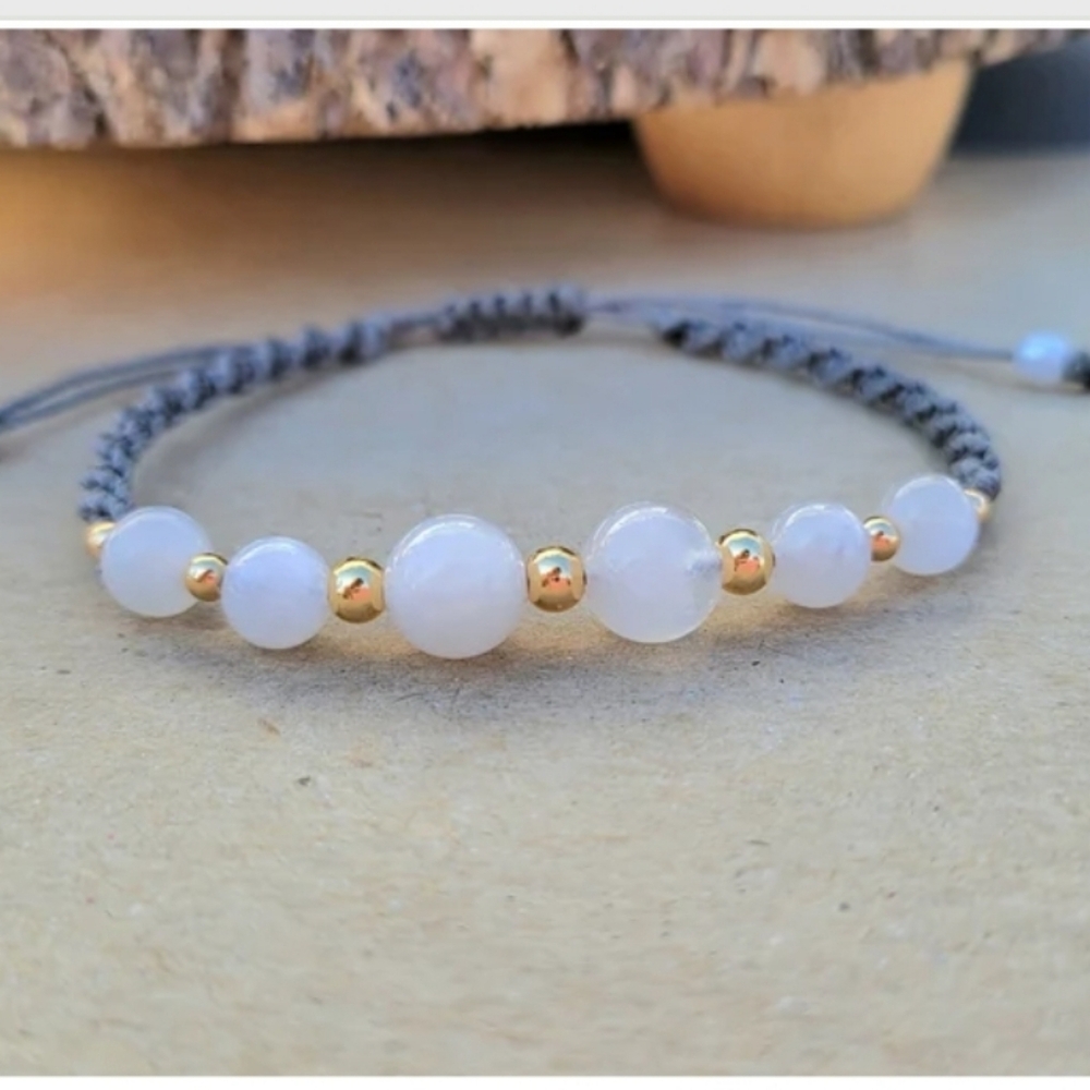 NEW BEGINNING- Natural Moonstone Crystals Macrame Bracelet